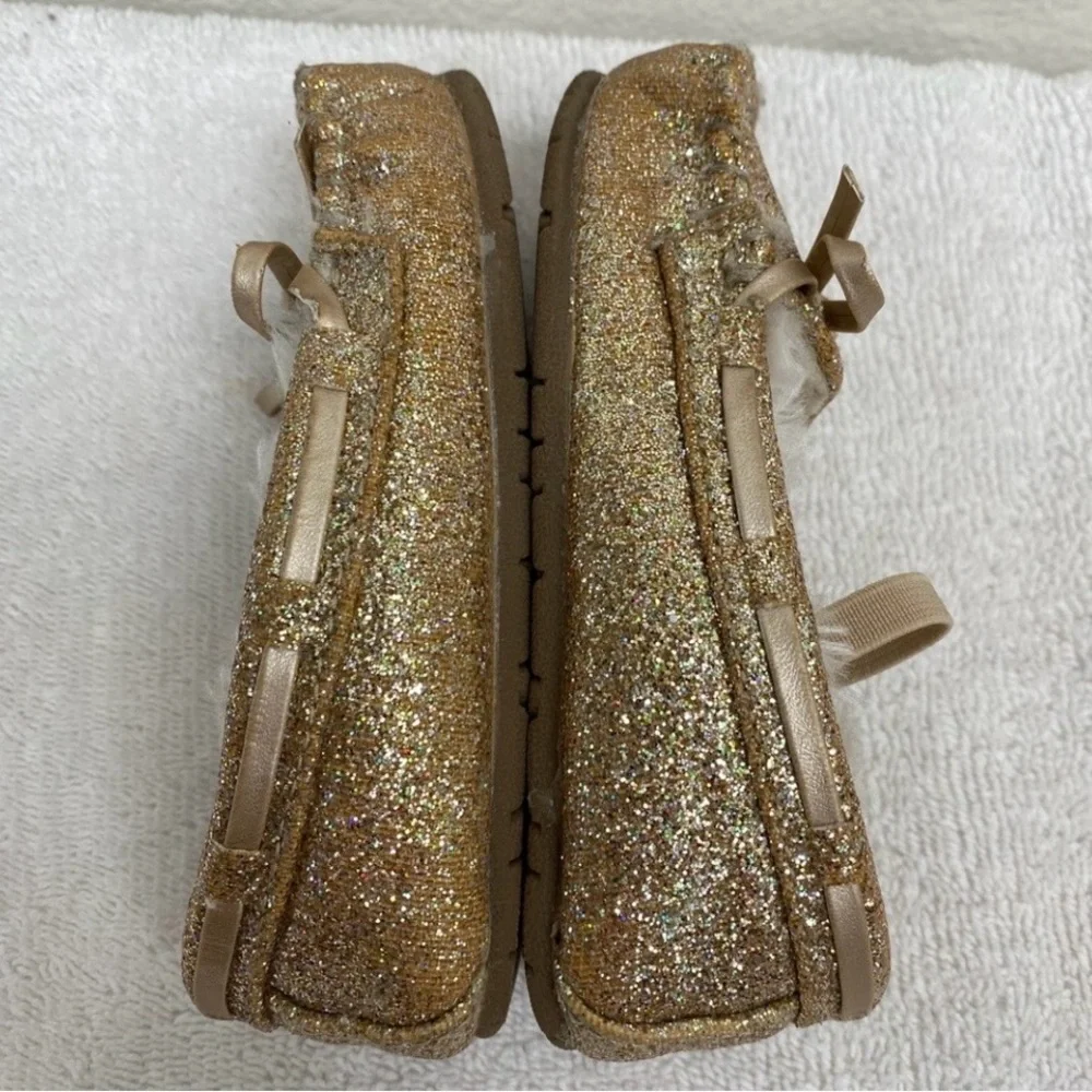 3/$25 Self Esteem Footwear Baby Girl Gold Glitter Faux Fur Moccasins Size 7 Cute